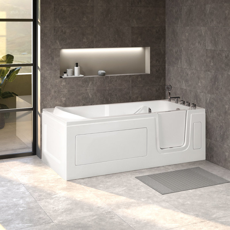 Abberton 1700mm x 760mm Freestanding Acrylic Bathtub, Right