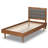 Dreden Mid-Century Modern Fabric Upholstered And Walnut Brown Finished Wood Twin Size Platform Bed-1160202001