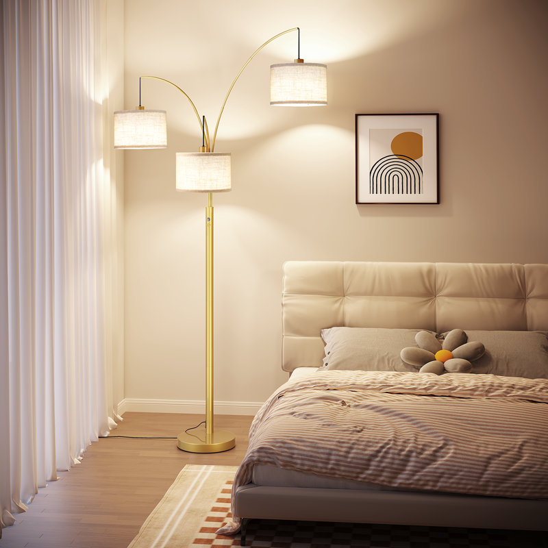Bidal 78'' H 3-Light Arc Floor Lamp, Gold