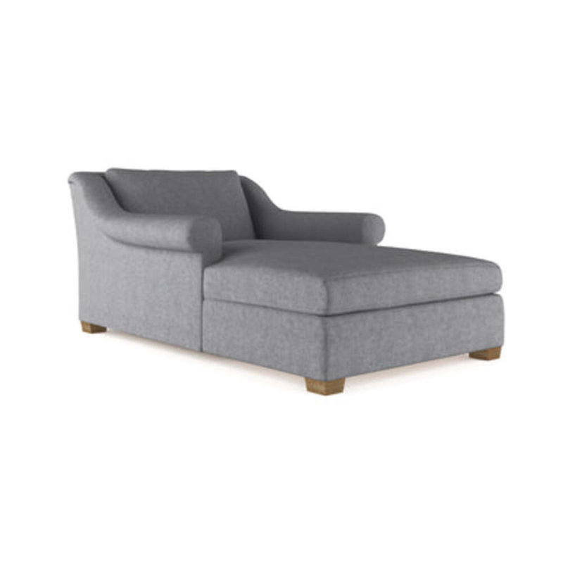 Thompson Chaise Lounge, Plush Velvet Blue Print, Weathered