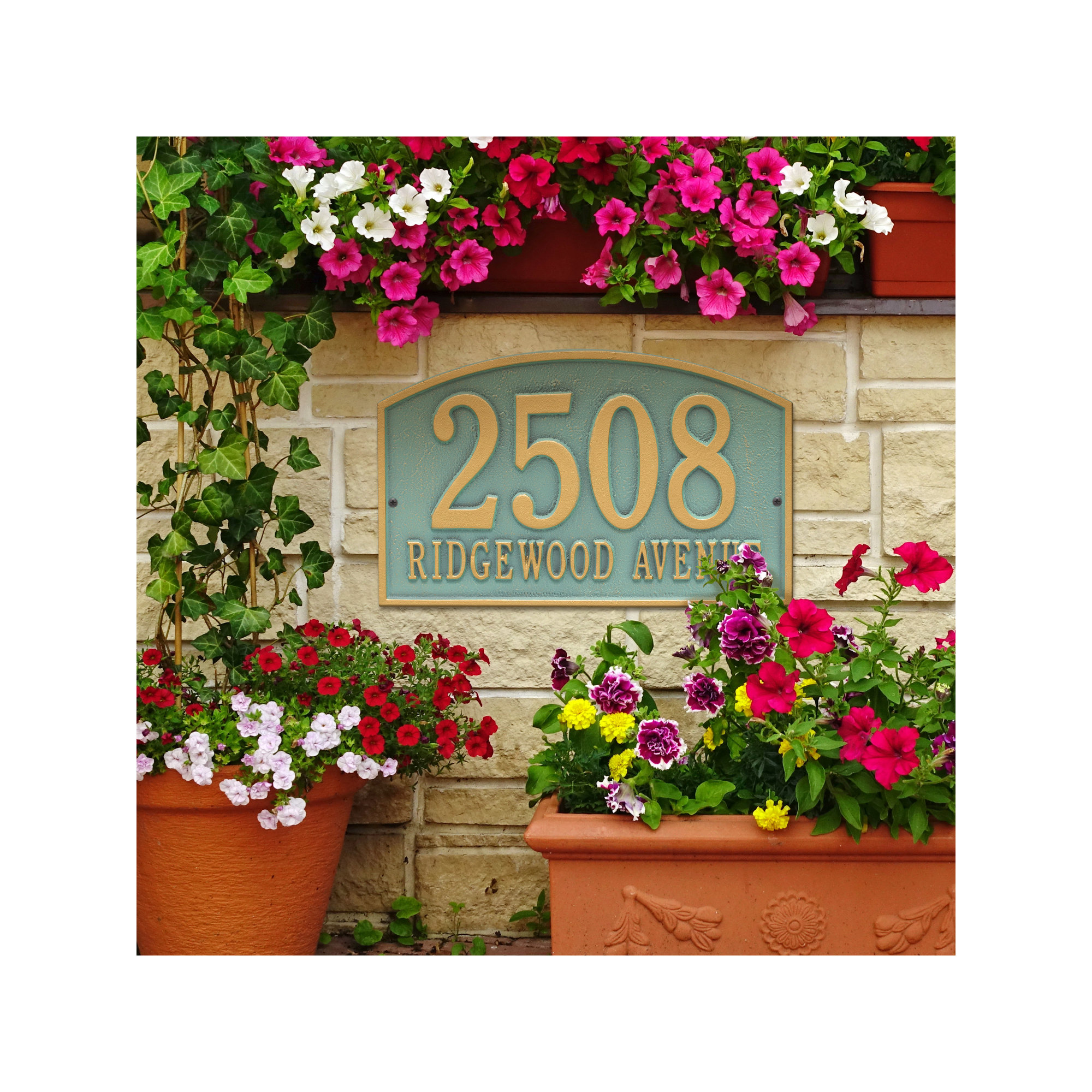 Legacy 2-Line Wall Address Plaque, Bronze Verdigris, Yes