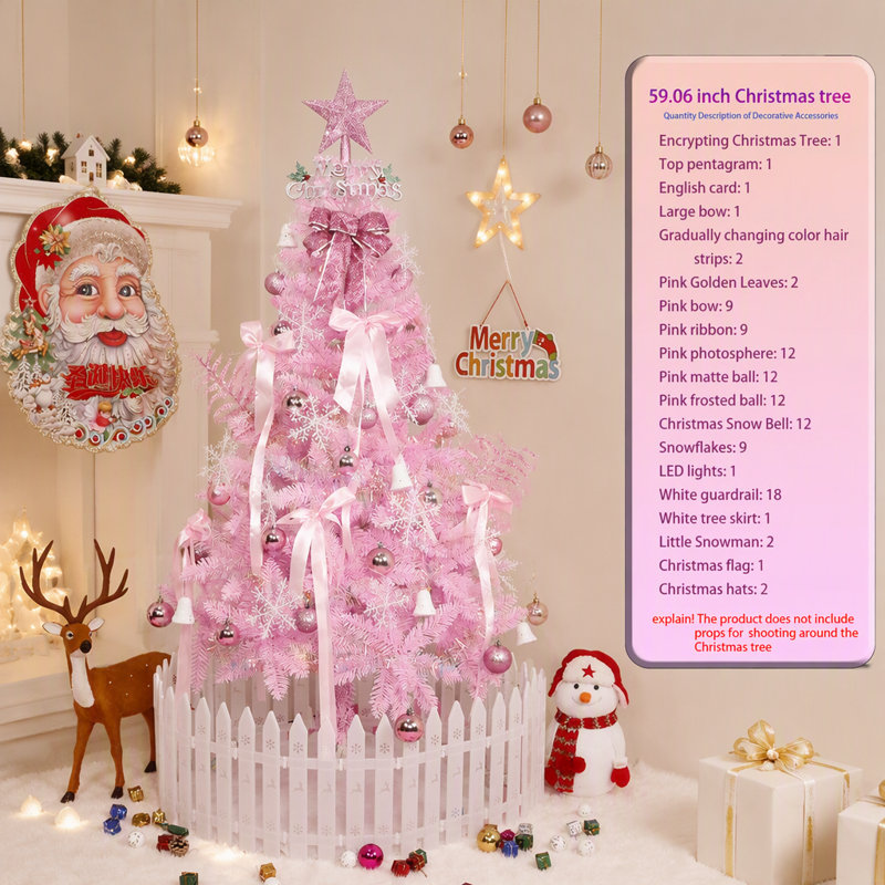Sapin de Noël artificiel rose mince de 1,5 m, idéal pour gagner de la place et décorer pour de multiples occasions. Robuste et facile à monter.