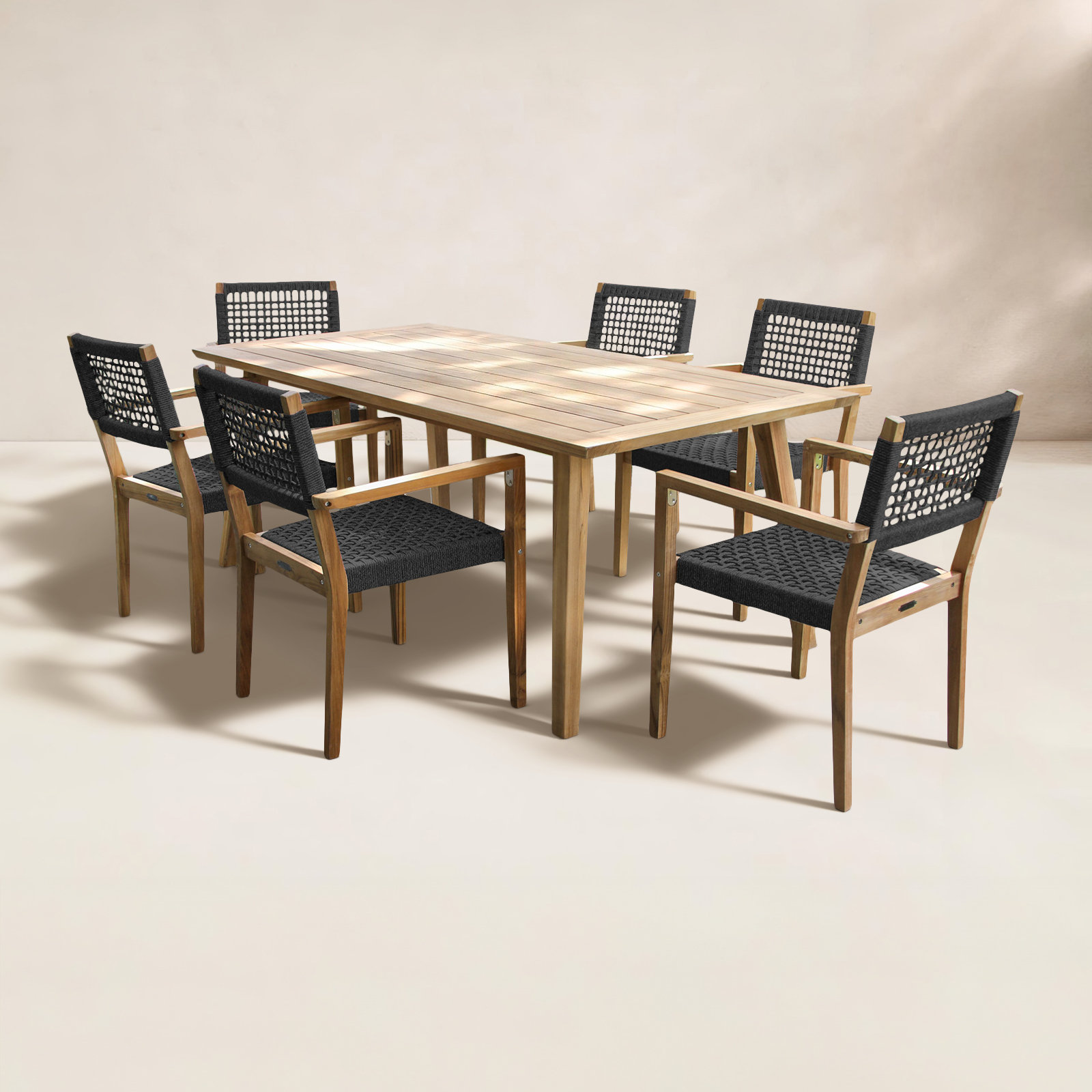 Akiva 40" Patio Dining Set, Black Rope