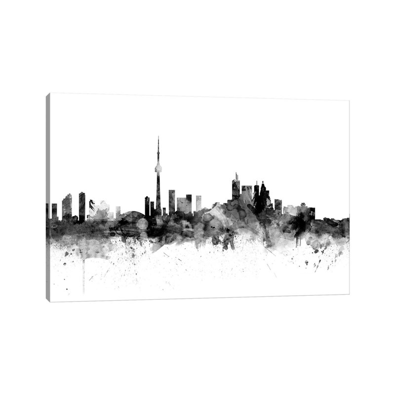 Toronto, Canada in Black and White by Michael Tompsett - 1 Piece Wrapped Canvas Wall Art, 30.48 cm H x 45.72 cm W