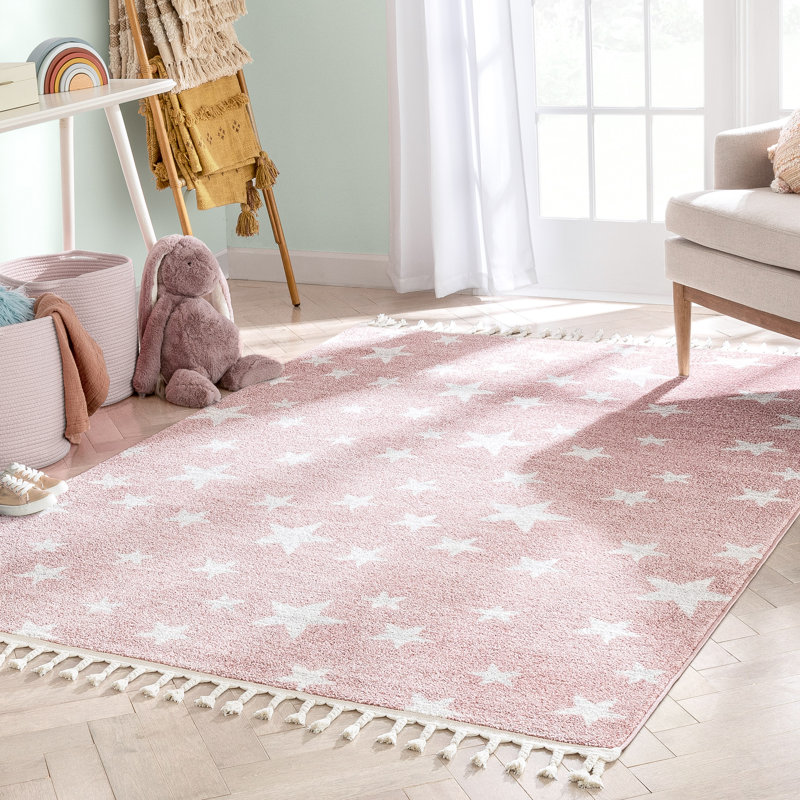 Kennedy Stars Pink Children's Rug, Rectangle 160 x 220cm