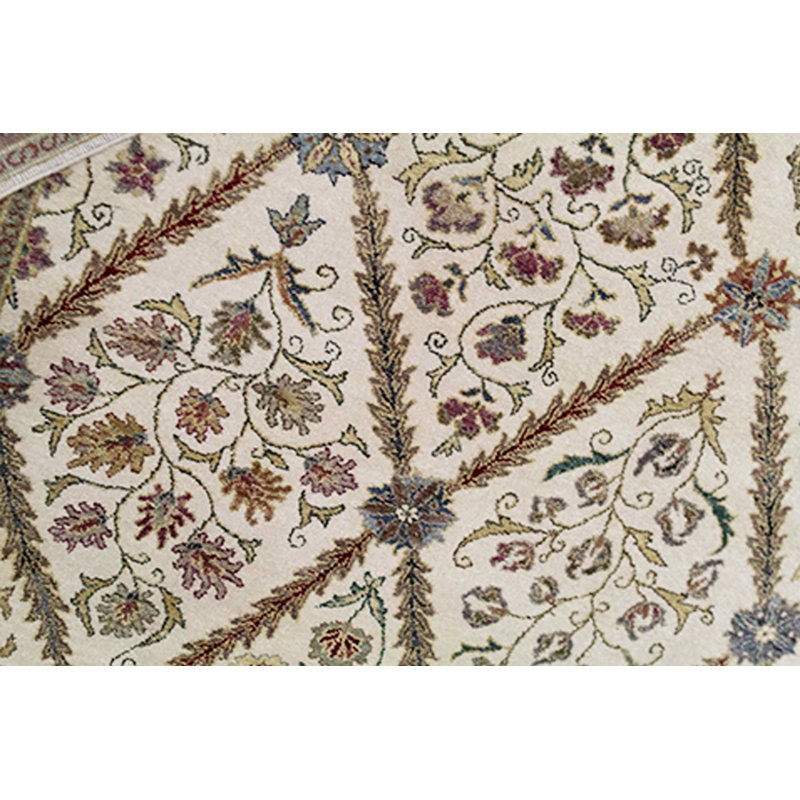 Tapis ivoire et brun noué à la main de haute qualité