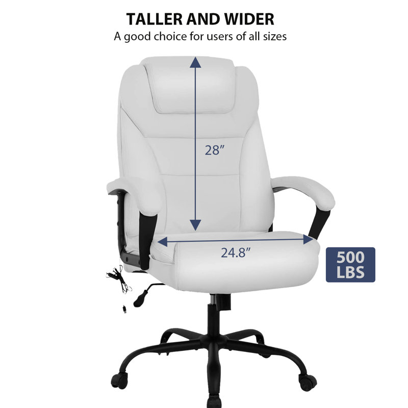 Fauteuil de direction Virgil Big and Tall, Blanc