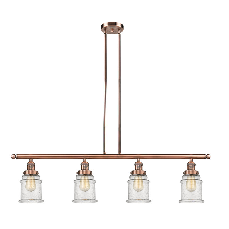 Luminaire suspendu linéaire pour îlot de cuisine à 4 lumières Greeley, Seedy, Polished Nickel