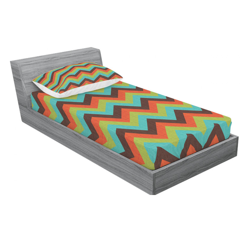 Microfiber Chevron Sheet Set, Twin XL Sheet Set with Fitted Sheet