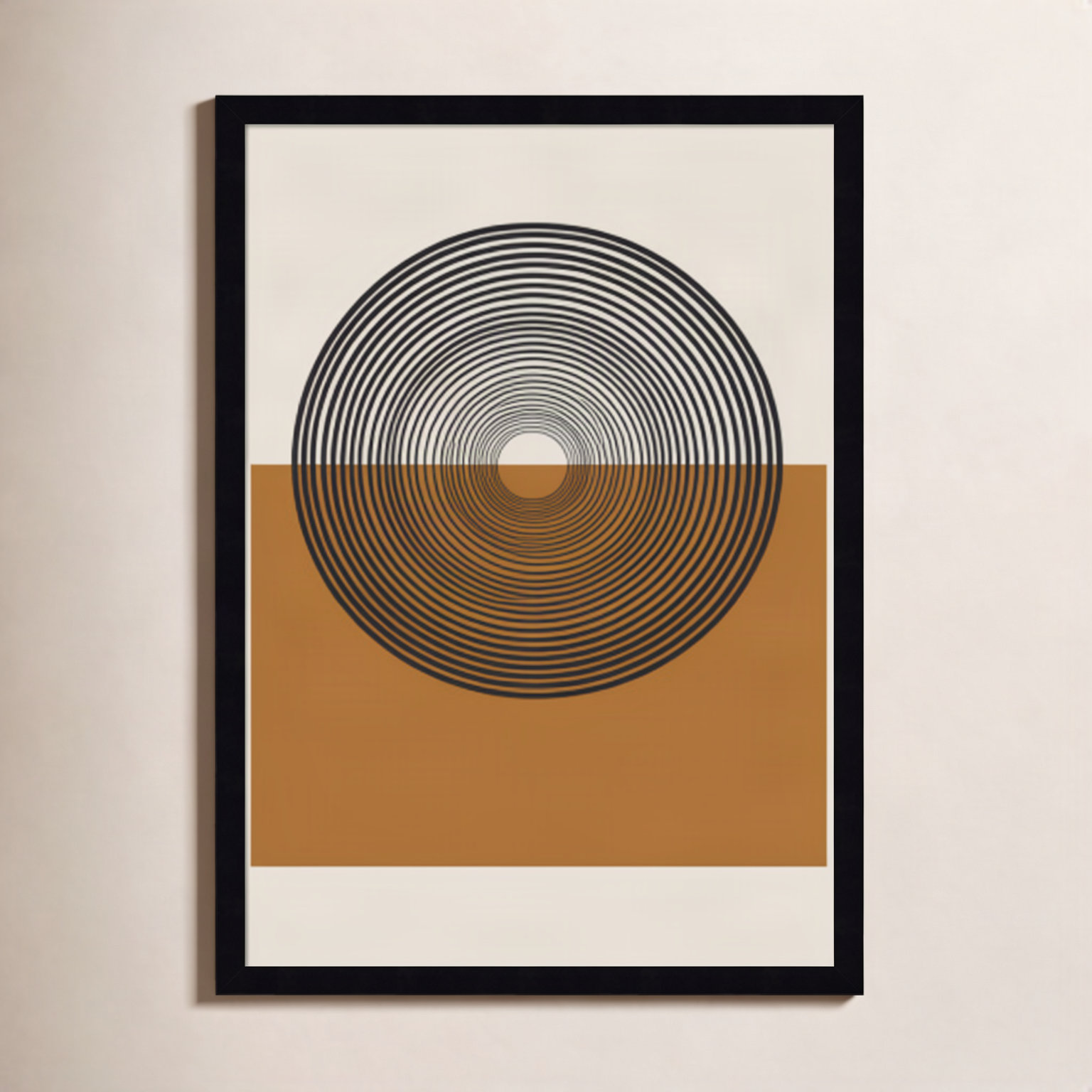 Retro Landscape Print, 25" H x 18" W x 1" D, Black