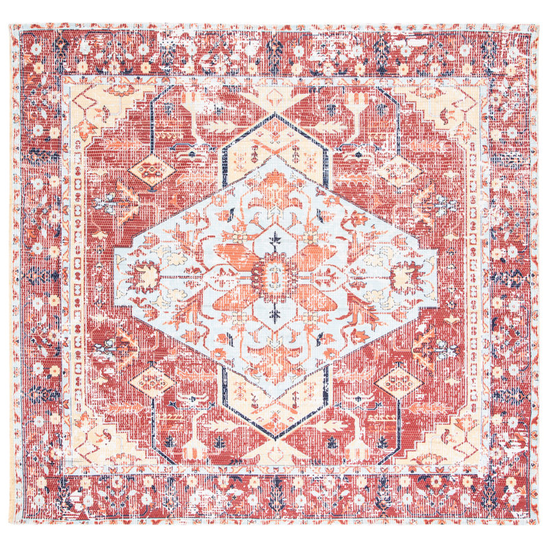 Fields Hand Loomed Performance Oriental Rug, Square 6'