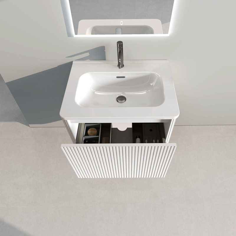 Meuble-lavabo simple 24 po avec lavabo en céramique, Blanc