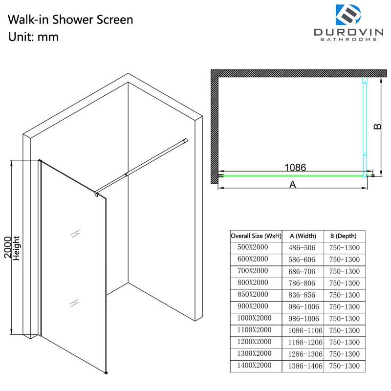 2000mm H with Glass, 1000 Cm
