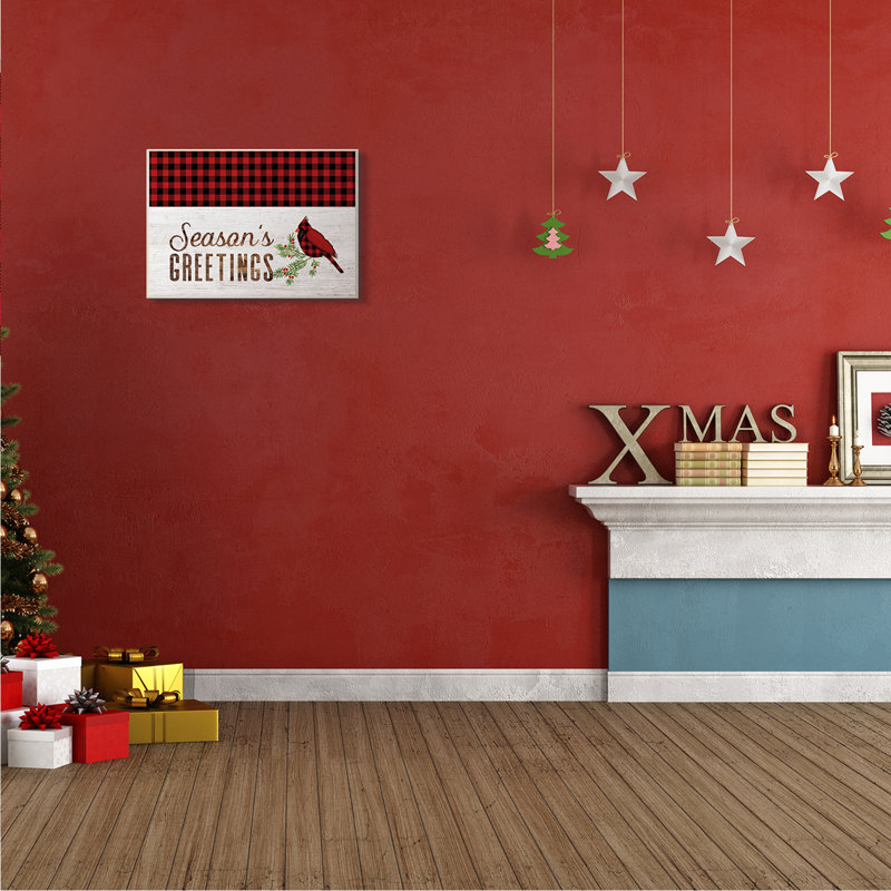 Seasonal Greetings Expression Cardinal rouge, Bois naturel, H 13 po x l 19 po