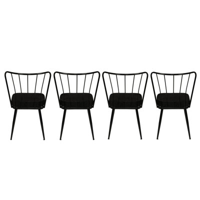 Jaidon 43 cm H Fabric Slat Back Stackable Side Chair in Black