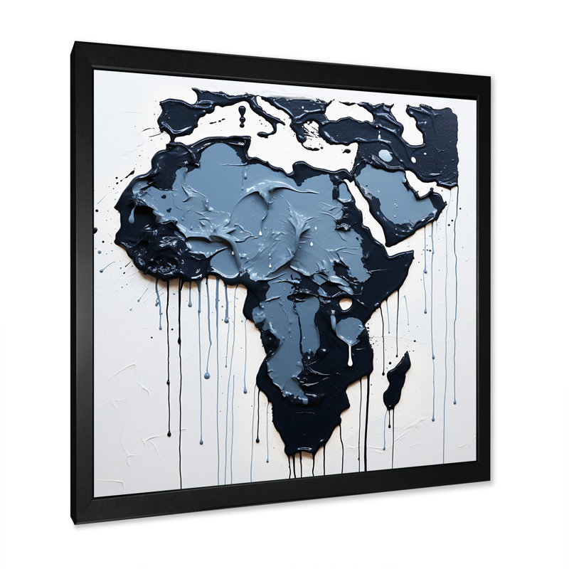 Reproduction d'art sur toile noir et bleu, H 16 po x l 16 po x P 1 po, Cadre simple noir