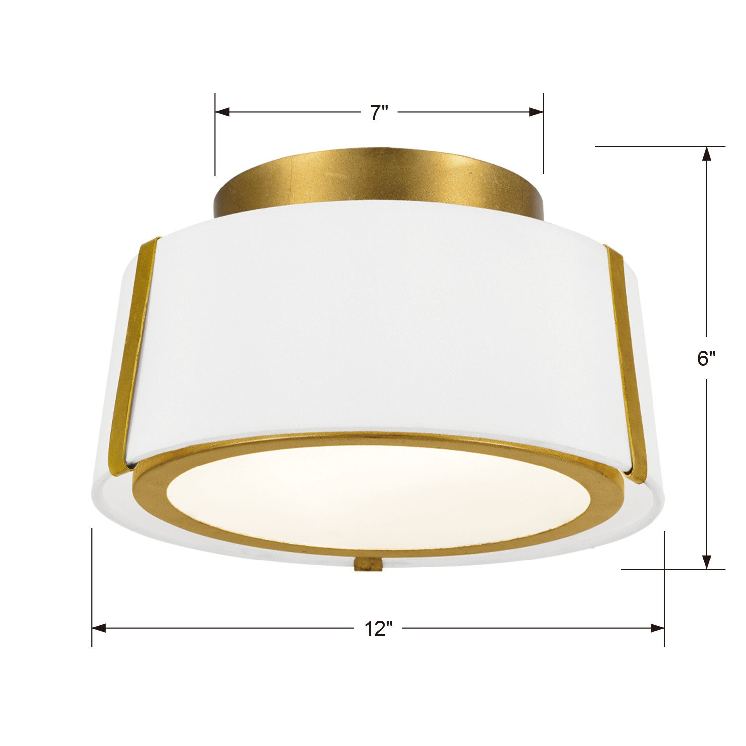 Marietta 2-Light Flush Mount, Antique Gold, Gold/White