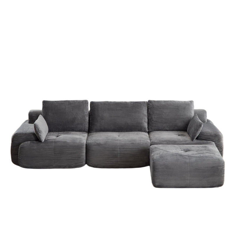 Modern Memory Foam Compression Sectional Sofa, Gray