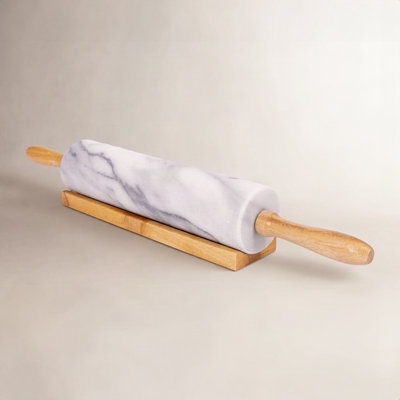 Marble Rolling Pin with Wooden Handles