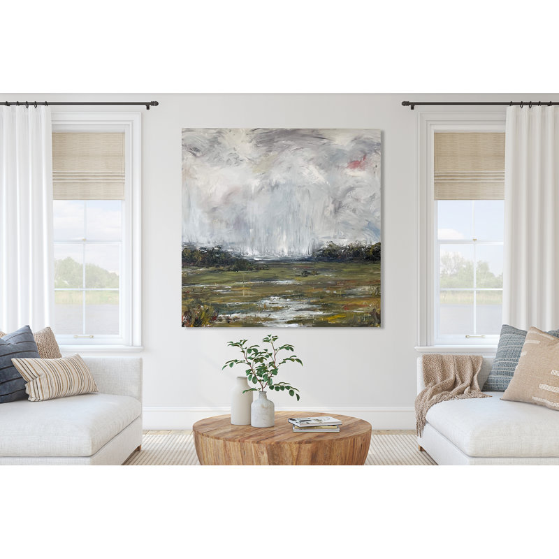 On The Marsh On Giclee Canvas Hand Embellished Art, 40" H x 40" W x 1.5" D, Unframed