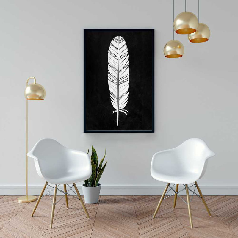 Native American Feather Canvas - Black Framed Bedroom Decor