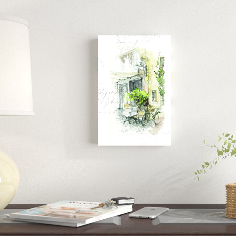 Watercolor Café - peinture sur toile tendue, H 12 po x l 8 po