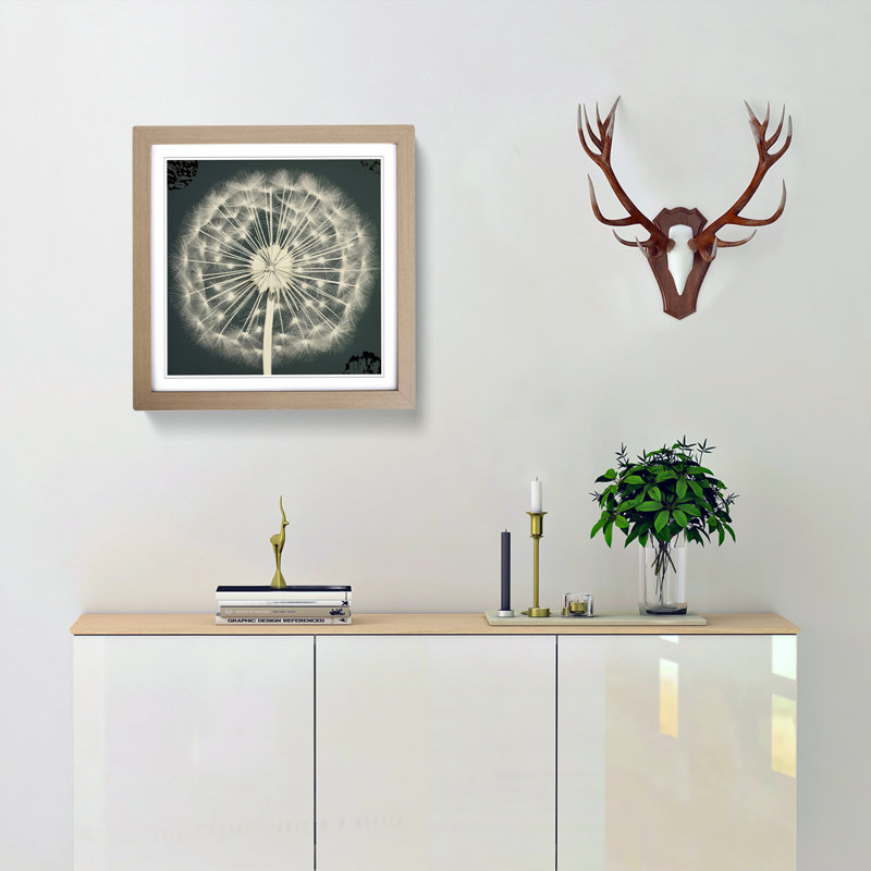Dandelion Bauhaus No.6 - Single Picture Frame Print on Wood, Oak