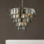 Luminaire suspendu contemporain à 4 niveaux en cristal fumé à 3 niveaux à intensité variable de 14 po en nickel poli pour salle à manger-28527980