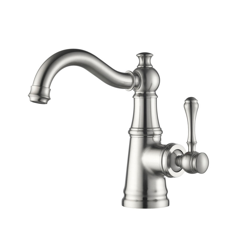 8"H Solid Brass Single-Handle Bathroom Sink Faucet, Brushed Nickel