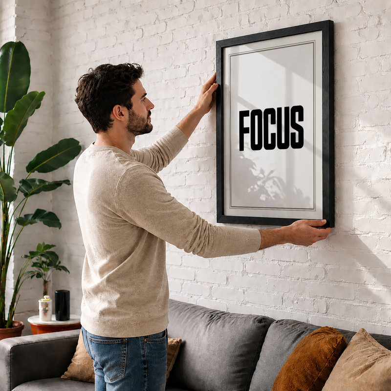 Focus Typography - Framed Print, A3 - 42.0 x 29.7 cm, White