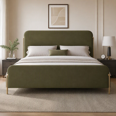 Mobilier de chambre à coucher en bois de chignon rond vert olive