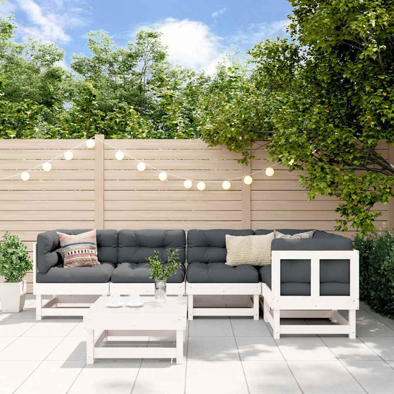 Ensemble de conversation modulaire avec coussins 6 pièces Sravan, L 24 po x l 23,8 po x H 11,8 po, Beige, Brun
