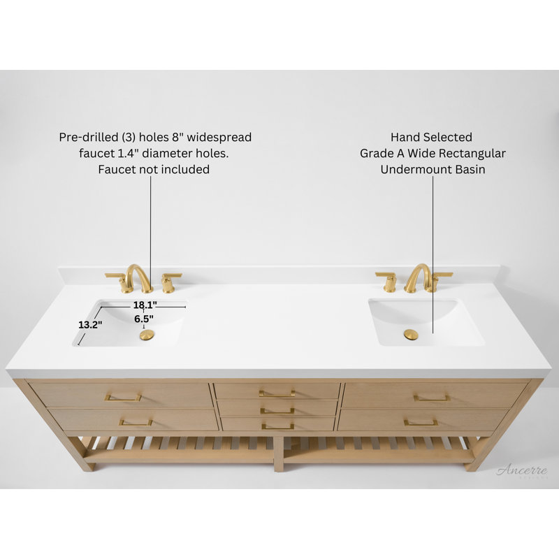 Elizabeth 84" Freestanding Standard Double Bathroom Vanity with Top