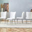 Ensemble de 4 chaises de salle à manger, sièges en cuir PU blanc, système de soutien du dossier confortable, bureau minimaliste moderne en métal argenté, cuir, profilé-1951184940