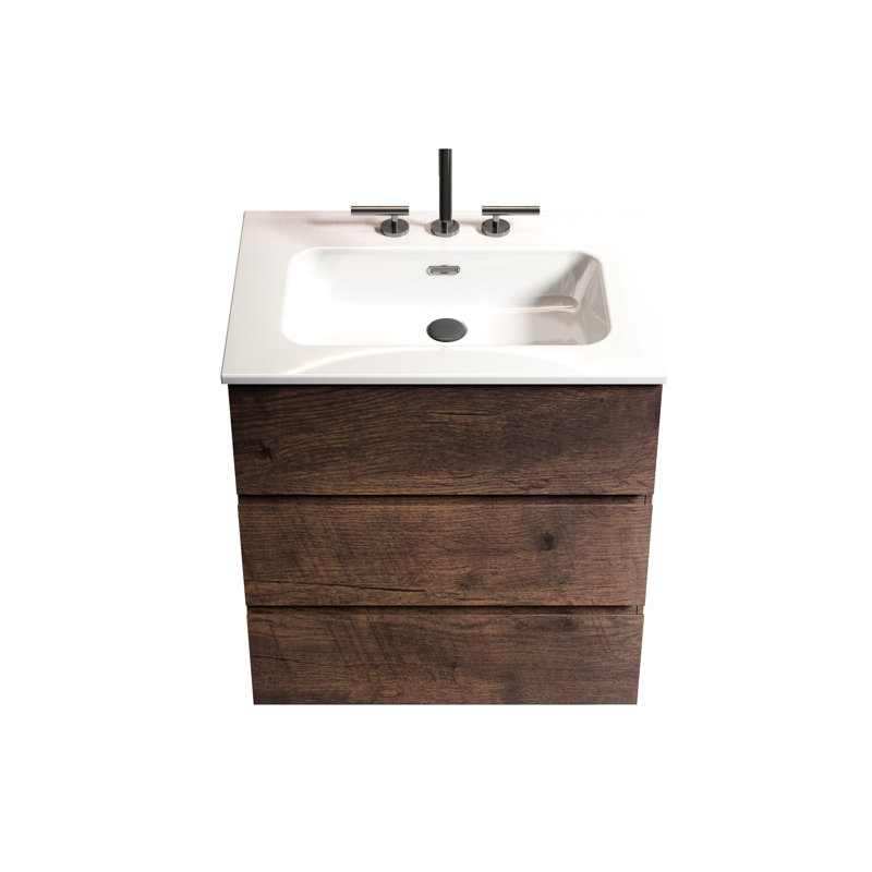 24" Bathroom Vanity In Walnut - Stylish With Massive Storage And Silent Performance Modern Feature Abundant, Walnut, 24"
