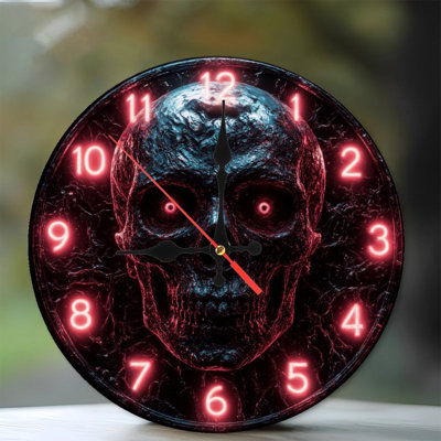 Glowing Red Numbers Skull Clock