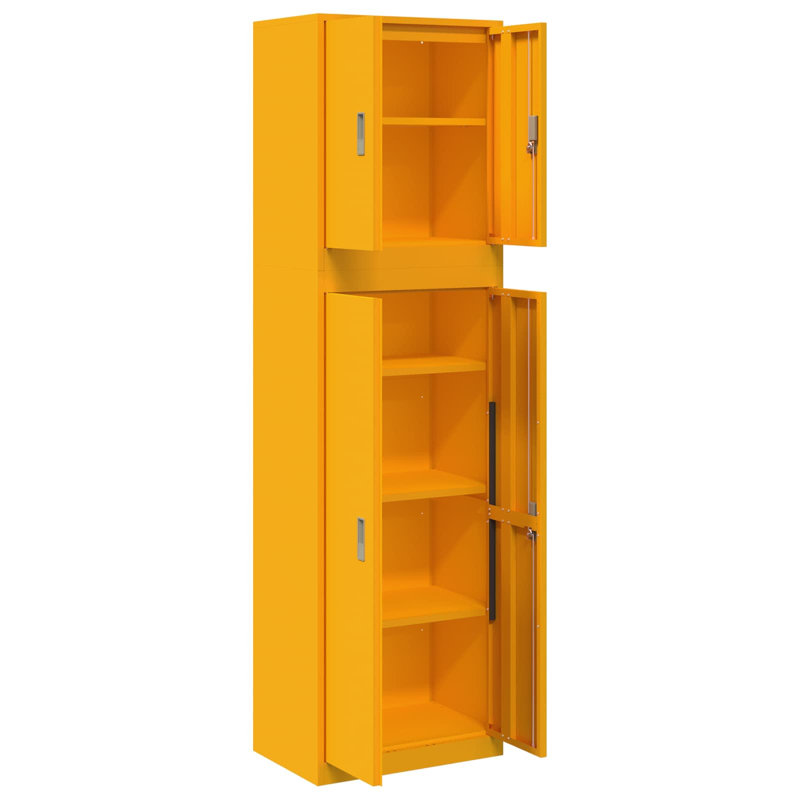 Storage Cabinet Steel Lockable, Mustard Yellow