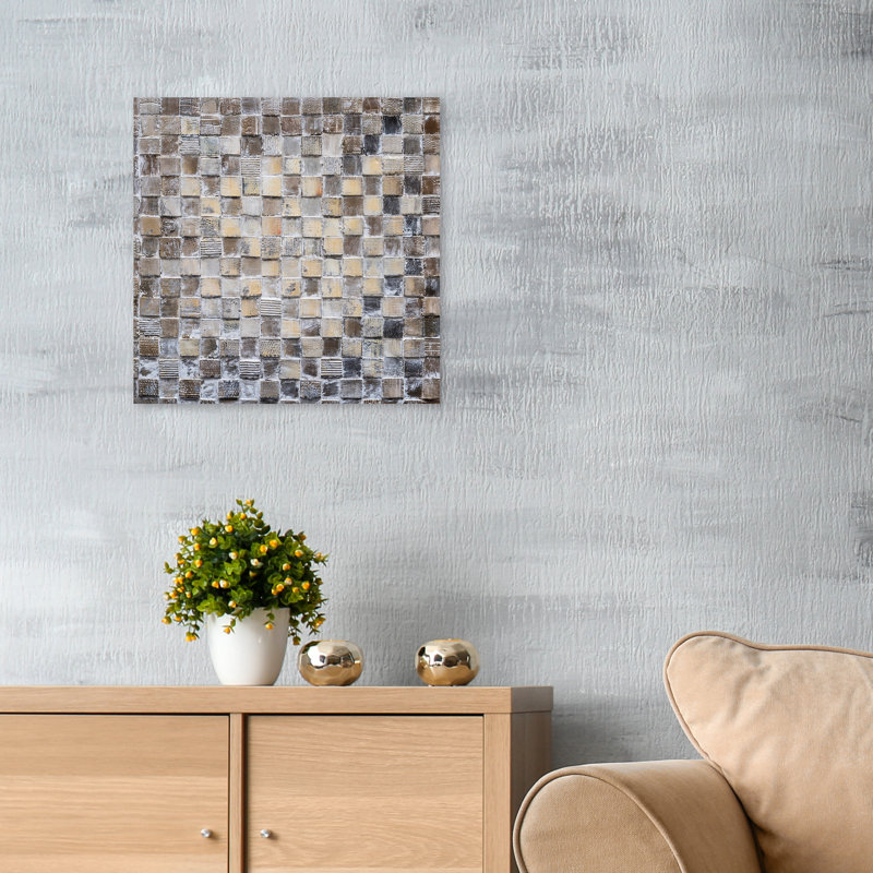 Carrés abstraits - peinture sur toile tendue, H 20 po x l 20 po x P 1,5 po
