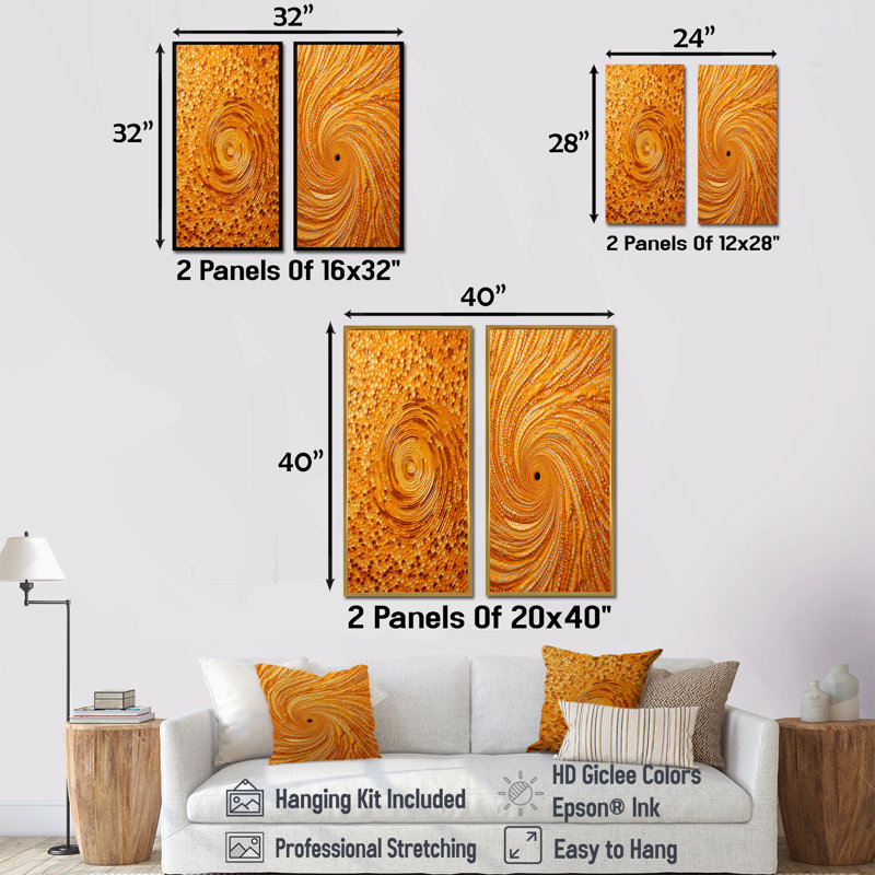 «Abstract Orange Swirl Collages II», ensemble de 2 reproductions d'art abstrait, H 28 po x l 25 po, Toile tendue