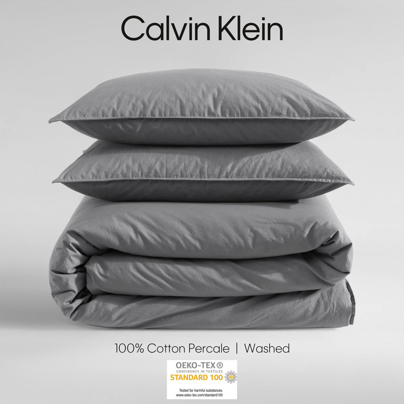 Graphite Gray Queen Cotton Percale Duvet Cover Set