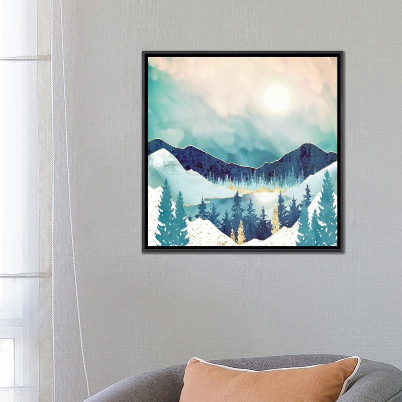 Sky Reflection - impression d'art graphique, 26" H x 26" W x 1.5" D, Toile avec cadre noir patiné, Aucun mat
