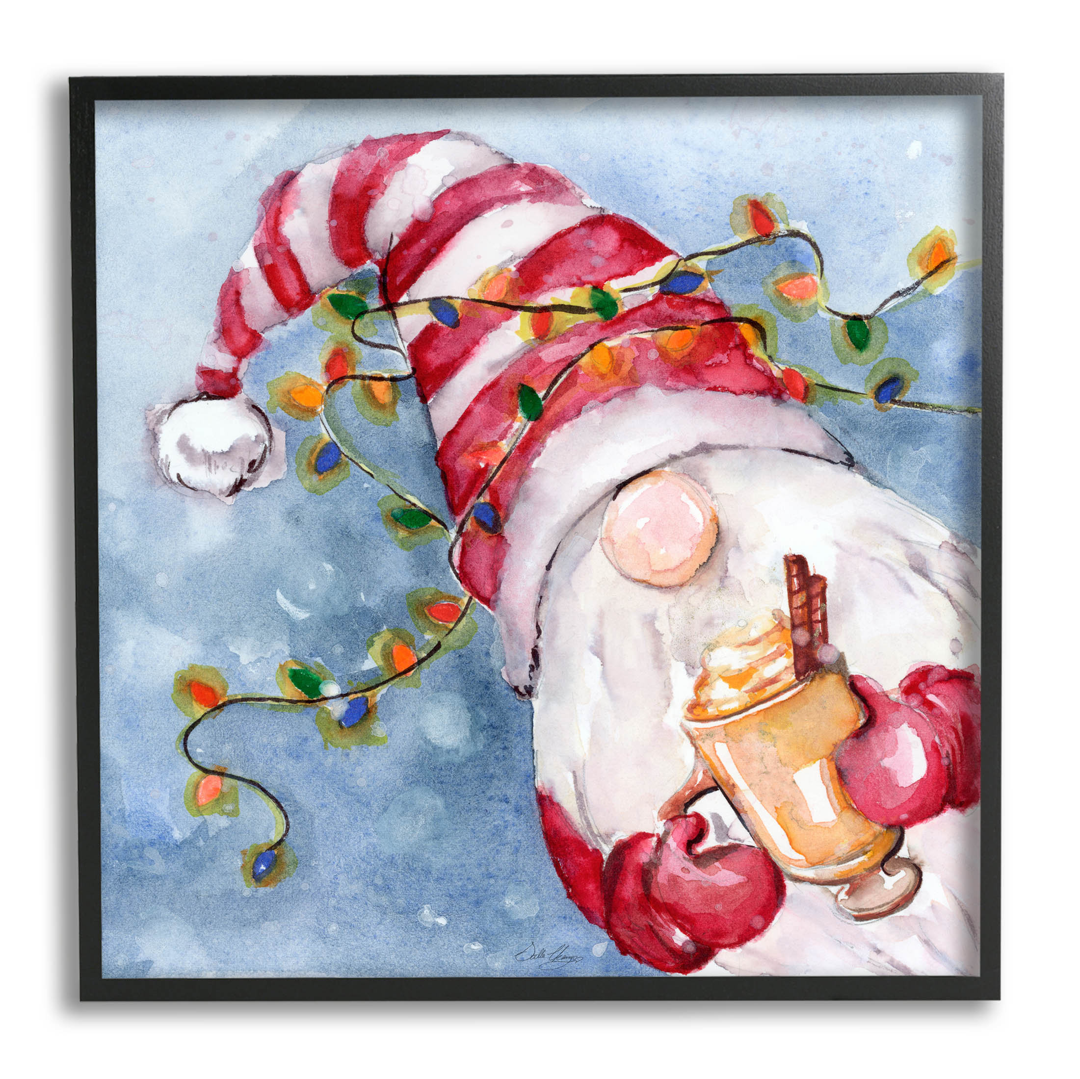Santa Gnome Holiday Lights by Stella Chang Painting Print The Holiday Aisle Size: 24\, image size:2201x2200