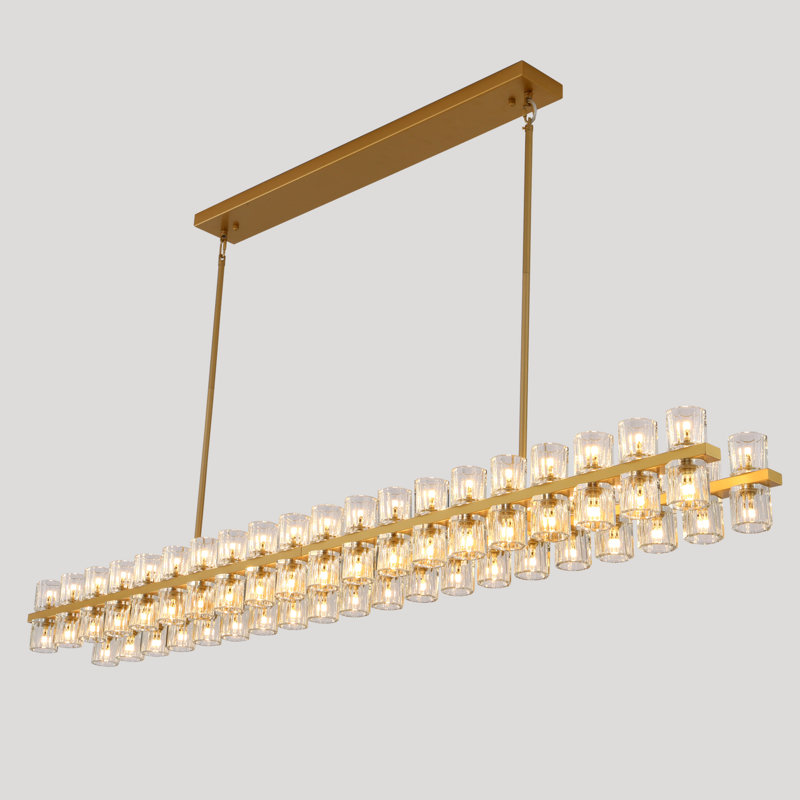Lustre rectangulaire pour îlot de cuisine 80 lumières 80 lumières (ampoules incluses), Laiton