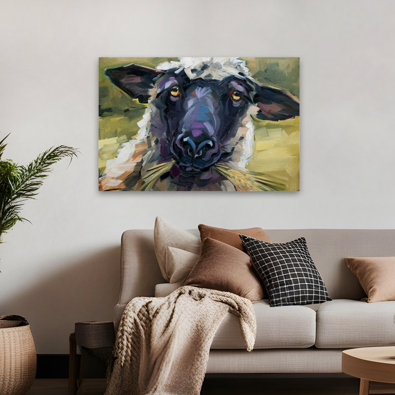 «Bless Ewe», art de moutons fantaisiste, H 36 po x l 48 po
