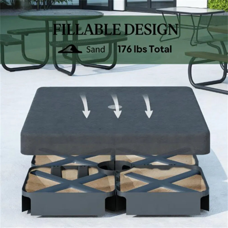 Porte-parapluies - Base en croix robuste avec bec de remplissage et trou de drain, construction en Hdpe, lestée de sable ou d'eau pour patio, terrasse et jardin