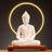 12" Serene White Buddha Statue With LED Circle Table Lamp - Indoor Ceramic Meditation Décor