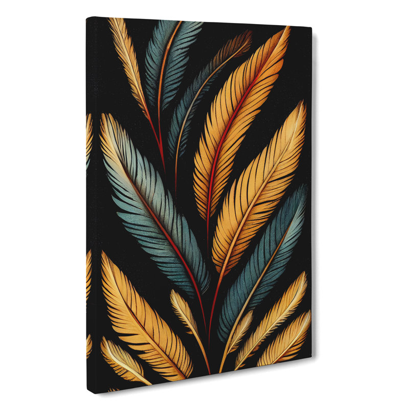 XC1022-3794X Retro Feathers No.2 - Wrapped Canvas Print, 50cm H x 35cm W x 3cm D