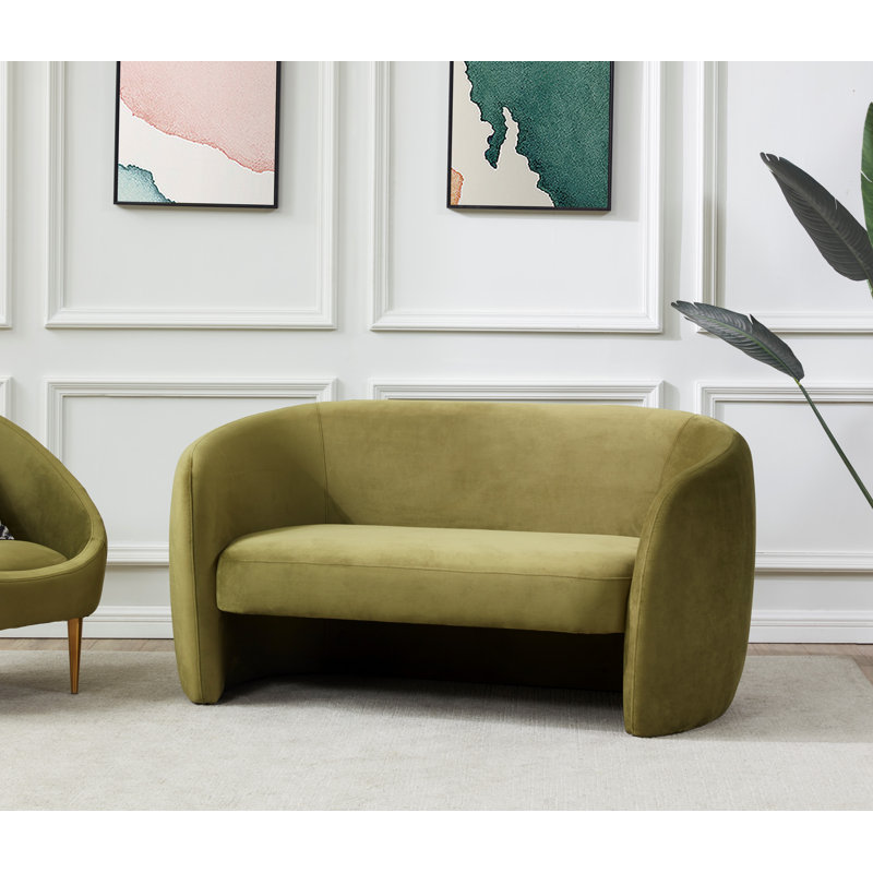 Causeuse à accoudoirs arrondis 60,6 po Roland, Velours vert olive