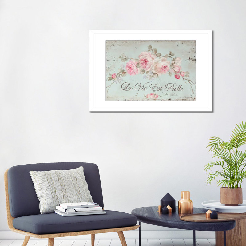 «Life Is Beautiful» par Debi Coules - impression sur papier, H 24 po x l 32 po x p 1 po, Papier encadré blanc
