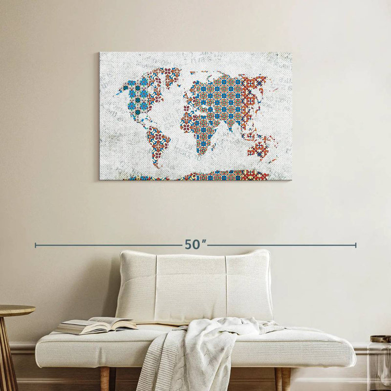 Aliaz Floral Tiles World Map